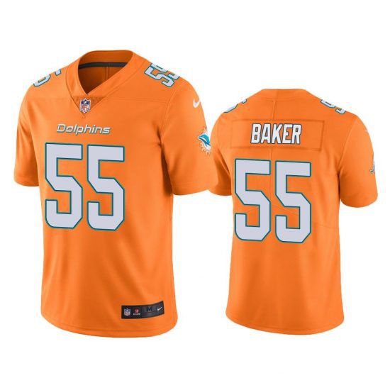 Men Miami Dolphins 55 Jerome Baker Nike Orange Color Rush Limited NFL Jersey